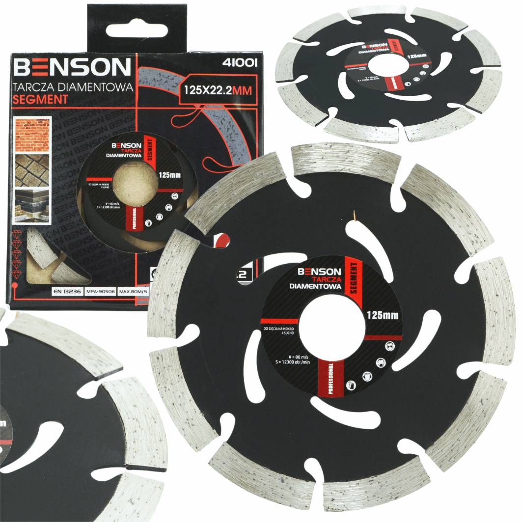 Teemantketas 125 mm nurklihvijale (22,2 mm) – BENSON by BLACK, laserkeevitatud, kuivlõikus, EN13236 - Ostuklikk